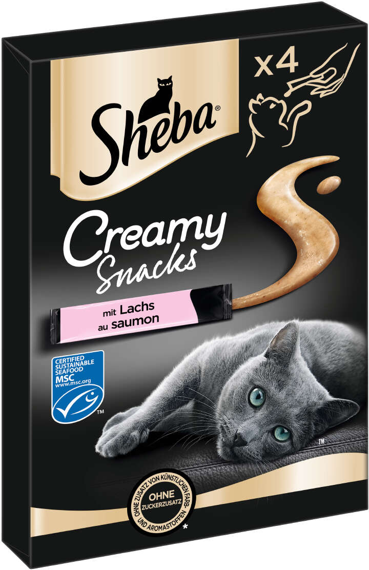 Sheba Katzenleckerli Creamy Snacks mit Lachs MSC